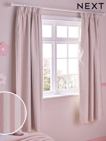 Pink Stripe Pencil Pleat Blackout Curtains (E99872) | €74 - €127