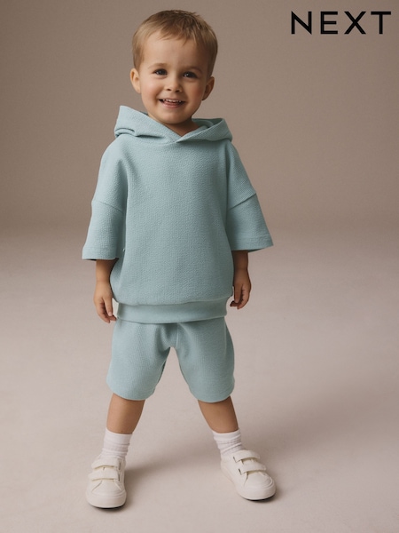 Mineral Mavi - Jersey Textured Hoodie And Shorts Set (3mths-7yrs) (E99875) | ₺592 - ₺ 740