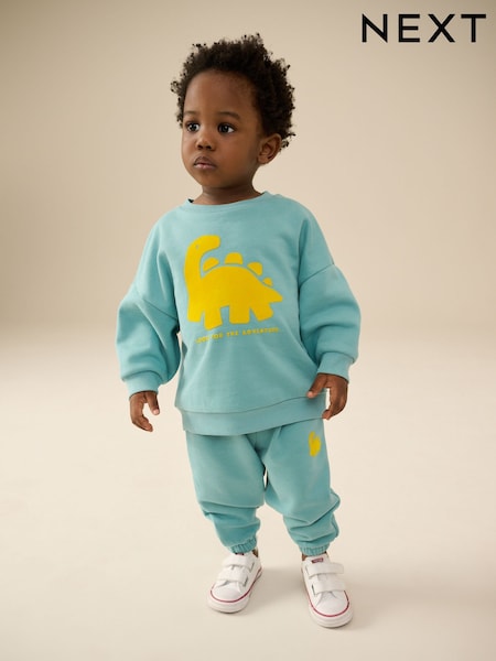 Green/Yellow Dino Jersey Sweatshirt and Joggers Set (3mths-7yrs) (E99880) | $52 - $65