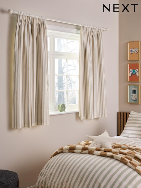 Rust Stripe Pencil Pleat Blackout Curtains (E99885) | €74 - €127