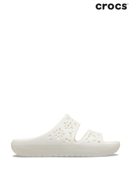 Alb - Sandale Crocs Classic cu decupaje florale (E99918) | 298 LEI