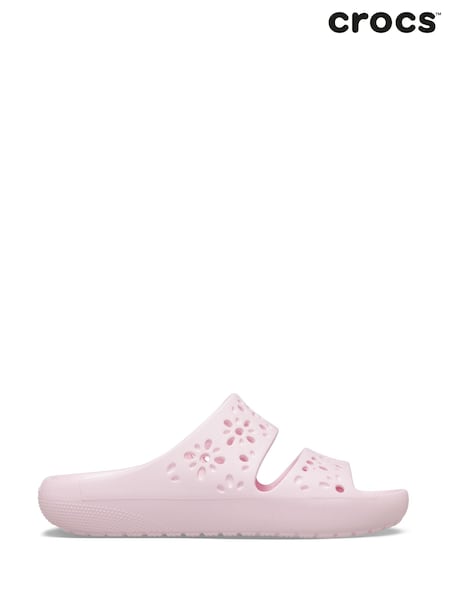 Roz - Sandale Crocs Classic cu decupaje florale (E99926) | 298 LEI