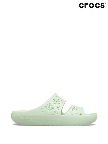 Crocs Green Classic Floral Cut Out Sandals (E99933) | €52