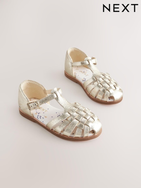 Gold Wide Fit (G) Fisherman Occasion Sandals (E99949) | AED97 - AED112