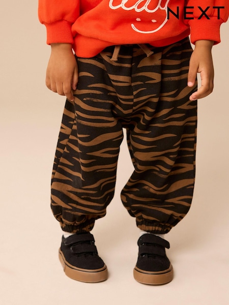 Musta/Brown Tiger Printti; kuvio - 100% Cotton Patterned Jersey Joggers (3mths-7yrs) (E99956) | €16 - €19