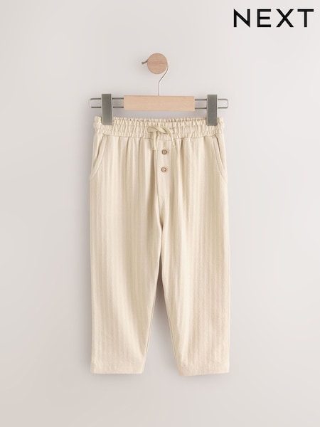 Ecru Off White Textured Jersey 100% Cotton Joggers (3mths-7yrs) (E99958) | R$ 70 - R$ 90