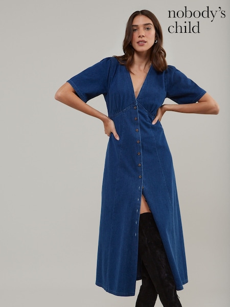 Nobodys Child Blue Denim Shannon Midi Dress (F00017) | €118
