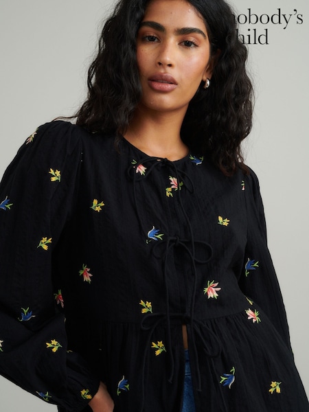 Nobodys Child Black Bernice Tie Front Blouse (F00035) | 3,905 UAH