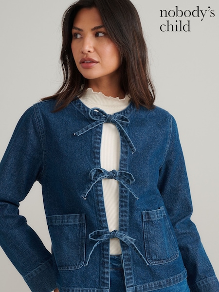 Nobodys Child Blue Denim Tie Front Arlington Jacket (F00038) | ₪427