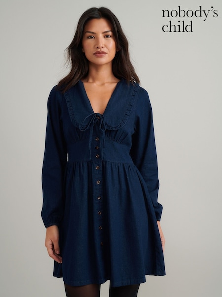 Nobodys Child Blue Dark Wash Denim Ottilie Mini Dress (F00048) | 4,746 UAH