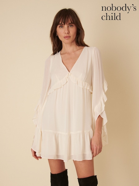 Nobodys Child Cream Boho Ruffle JoJo Mini Dress (F00052) | €118