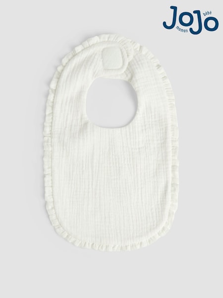 JoJo Maman Bébé White Baby Muslin Frill Bib (F00194) | €10