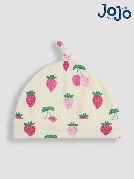 JoJo Maman Bébé Cream Cotton Print Baby Hat (F00199) | €6.50