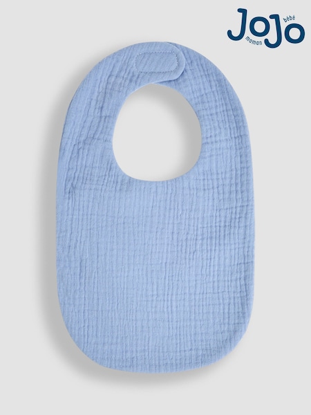 JoJo Maman Bébé Blue Baby Muslin Frill Bib (F00202) | €10