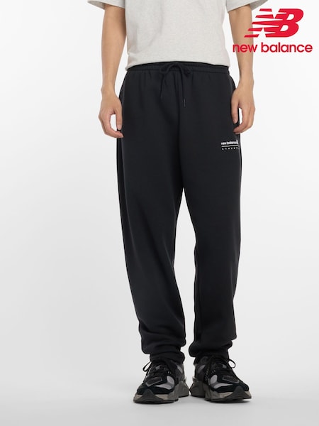New Balance Black Mens Linear Heritage Graphic Print Fleece Joggers (F00260) | €80