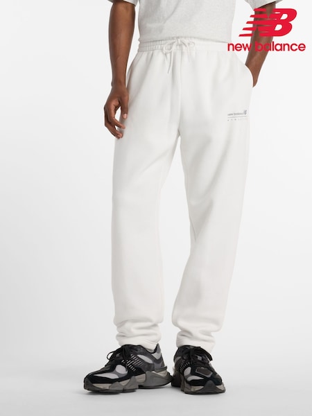 New Balance Grey Mens Linear Heritage Graphic Print Fleece Joggers (F00261) | €80