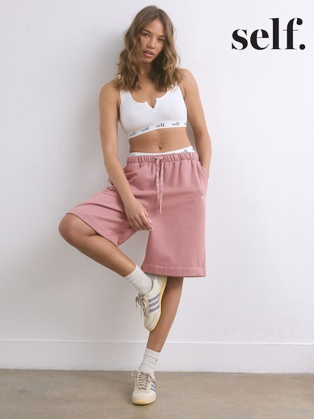 self. Pink Longline Sweat Shorts (F00359) | ₪101