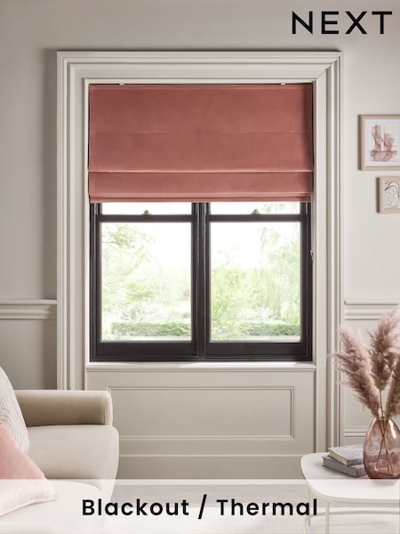 Pink Blush Ready Made Blackout Matte Velvet Roman Blinds (F00385) | €53 - €132