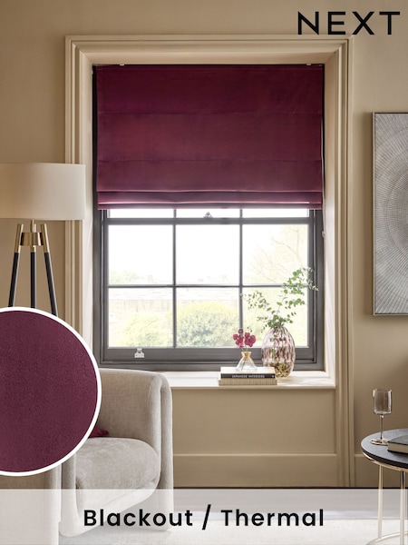 Purple Dark Ready Made Blackout Matte Velvet Roman Blinds (F00392) | €53 - €132