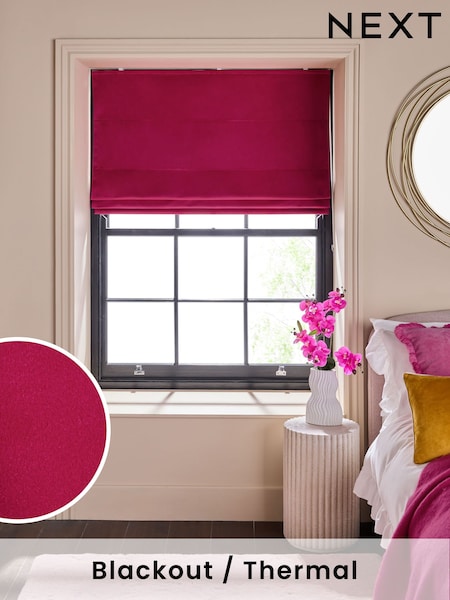 Pink Fuchsia Ready Made Blackout Matte Velvet Roman Blind (F00396) | €53 - €132