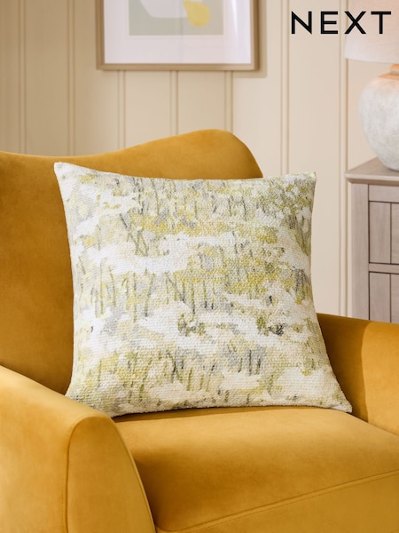 Ochre Yellow 50 x 50cm Renew Abstract Floral Print Cushion (F00404) | R$ 195