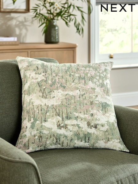 Sage Green 50 x 50cm Renew Abstract Floral Print Cushion (F00407) | €26