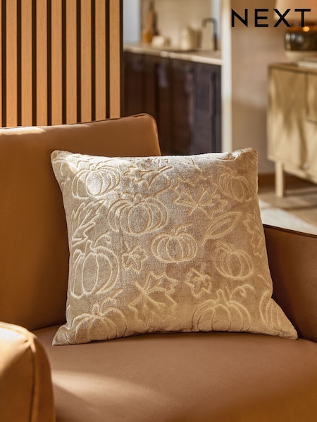 Neutral Cut Velvet Pumpkin Cushion (F00409) | €37