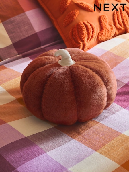 Orange 3D Faux Fur Pumpkin Cushion (F00420) | €21
