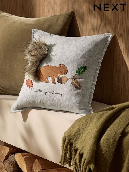 Embroidered Squirrel Cushion (F00425) | €22