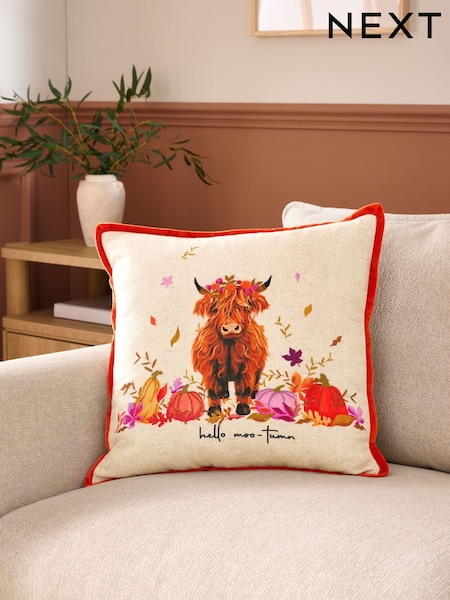 Orange 43 x 43cm Embroidered Autumn Hamish Cushion (F00426) | R$ 155
