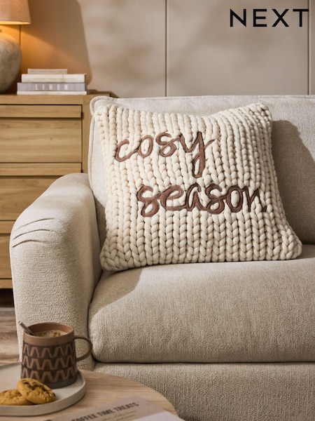 Natural Cosy Season Slogan Kniited Cushion (F00430) | 939 UAH