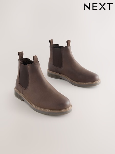 Chocolate Brown Wide Fit (G) Leather Chelsea Boots (F00446) | €43 - €53