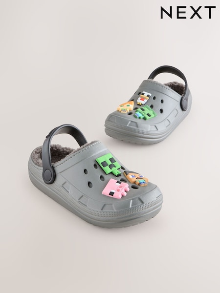 Grey Minecraft Warm Lined Slipper Clogs (F00498) | €26 - €29
