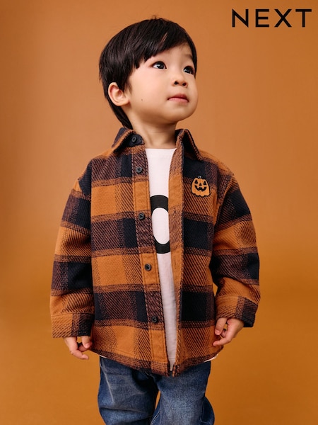 Rust/Black Halloween Long Sleeve Check Shirt and T-Shirt Set (3mths-7yrs) (F00513) | AED91 - AED102