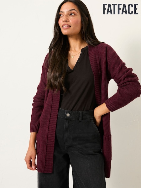 Rojo burdeos - FatFace Longline Knitted Cardigan (F00524) | 76 €