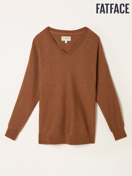 Castanho castanho - FatFace Batwing Knitted Jumper (F00526) | R$ 515
