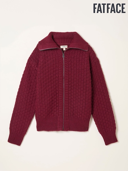 FatFace Casey Burgundy Red Zip Through Funnel Neck (F00538) | €96