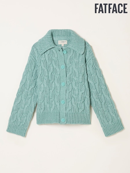 FatFace Mari Duck Egg Blue Collared Knitted Cardigan (F00539) | 455 zł