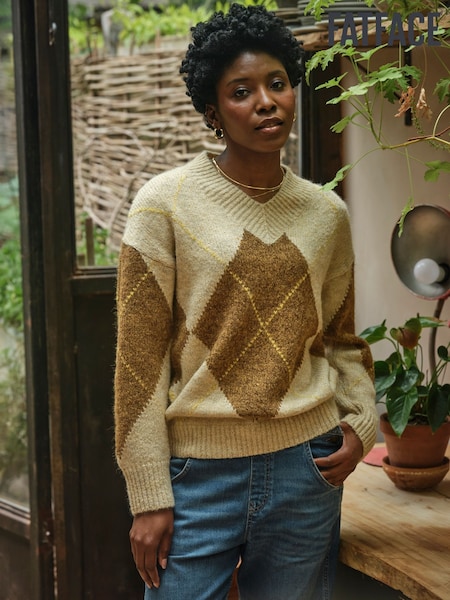 FatFace Ali Natural Argyle Knitted Jumper (F00542) | R$ 585