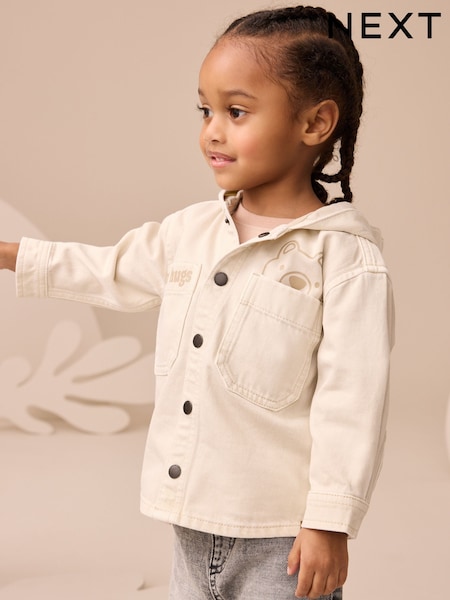 Ecru Bear Twill Hooded Overshirt and T-Shirt Set (3mths-7yrs) (F00583) | €33 - €39