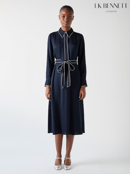 LK Bennett Elise Viscose Edge Stitch Detail Shirt Dress (F00605) | €392