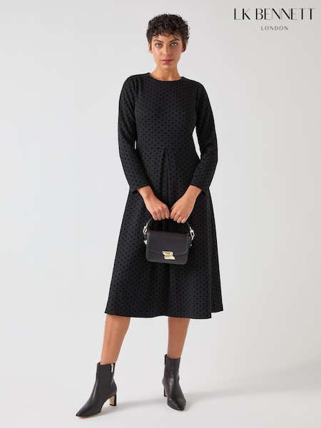 LK Bennett Marim Flocked Spot Ponte Jersey Dress (F00611) | 1,482 LEI