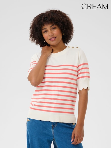 Cream CRVillea Short Sleeve Knit Cream/Pink Blouse (F00613) | 3,004 UAH