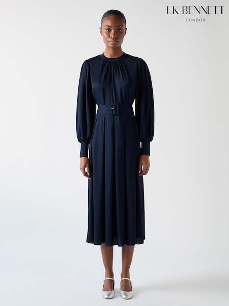 LK Bennett Blue Rosanna Viscose Crepe And Knit Mixed Media Dress (F00614) | 20,968 UAH