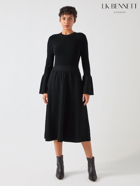 LK Bennett Black Tabatha Sculptured Milano Knitted Dress (F00619) | €381