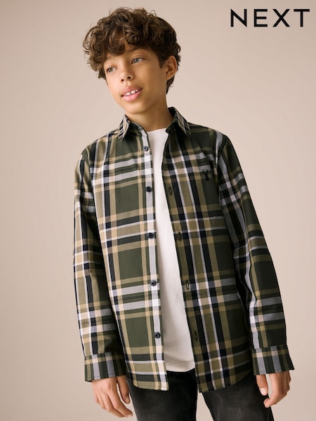 Зелений - Long Sleeve Cotton Check Shirt (3-16yrs) (F00650) | 535 грн - 741 грн
