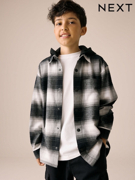 Mono Core Long Sleeve Check Hooded Shirt (3-16yrs) (F00651) | AED102 - AED127