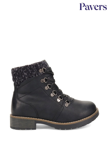Pavers Black Extra-Wide Padded Cuff Ankle Boots (F00700) | €66