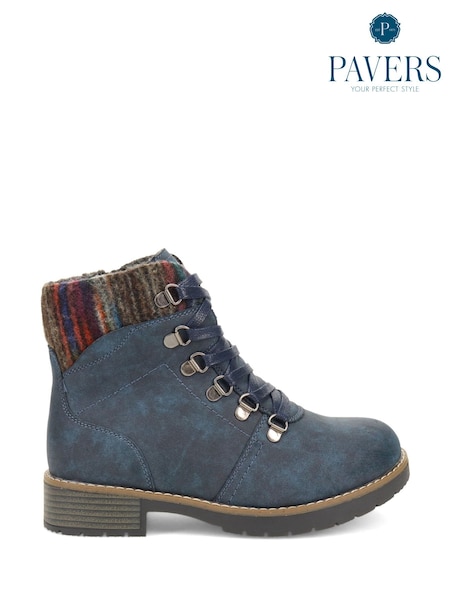 Pavers Blue Extra-Wide Padded Cuff Ankle Boots (F00710) | €77
