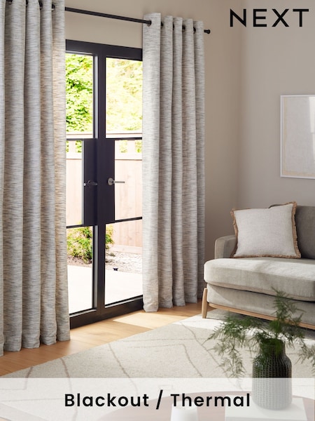 Natural Multi Chenille Blackout/Thermal Eyelet Curtains (F00774) | €106 - €212